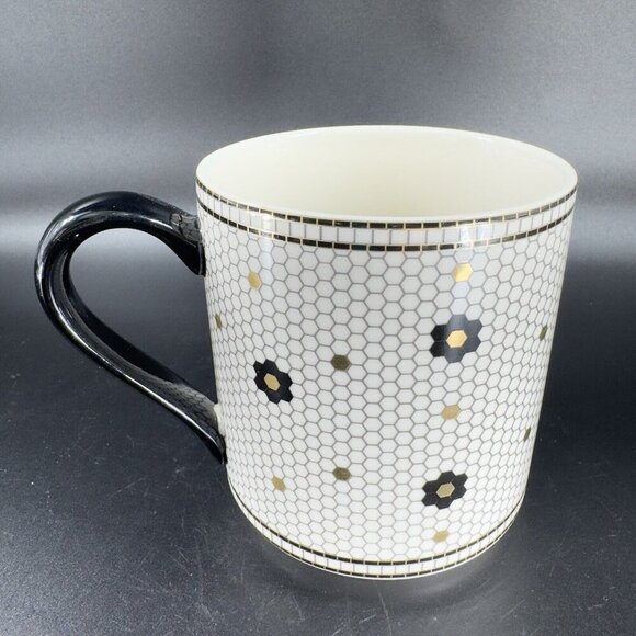 Anthropologie Bistro Tile Monogram Mosaic Letter C Porcelain Coffee Mug Cup - Picture 6 of 10
